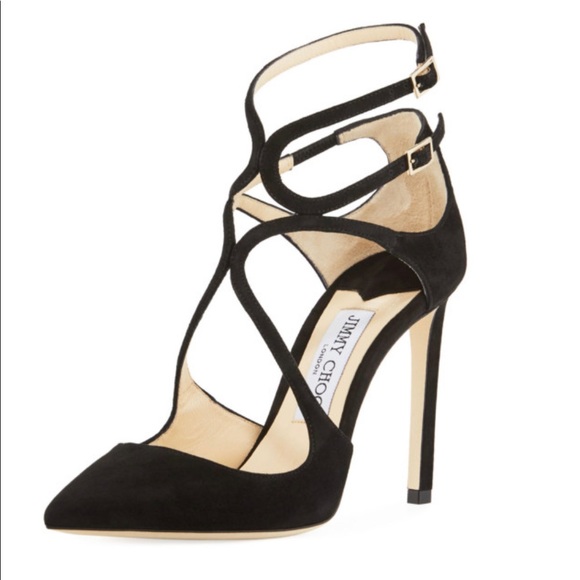 247 Jimmy Choo Lancer Strappy Pump Stiletto Black Suede Pump Shoe 41.5 11.5 12.5 - Picture 4 of 15